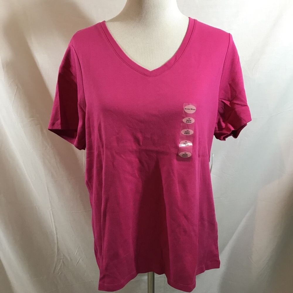 Studio Works pink short sleeve V neck T - womens 1